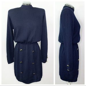 •ST. JOHN• Vintage Mock Neck Knit Button Dress